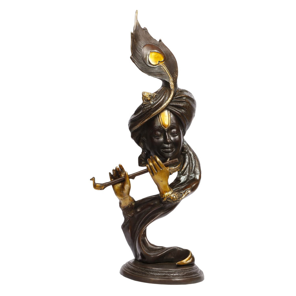 ARTVARKO Pure Brass Lord Krishna Bhagwan JI Playing Flute for Home Gallery Décor Idol Pooja Murti God Marriage Gift Height 20 Inch.
