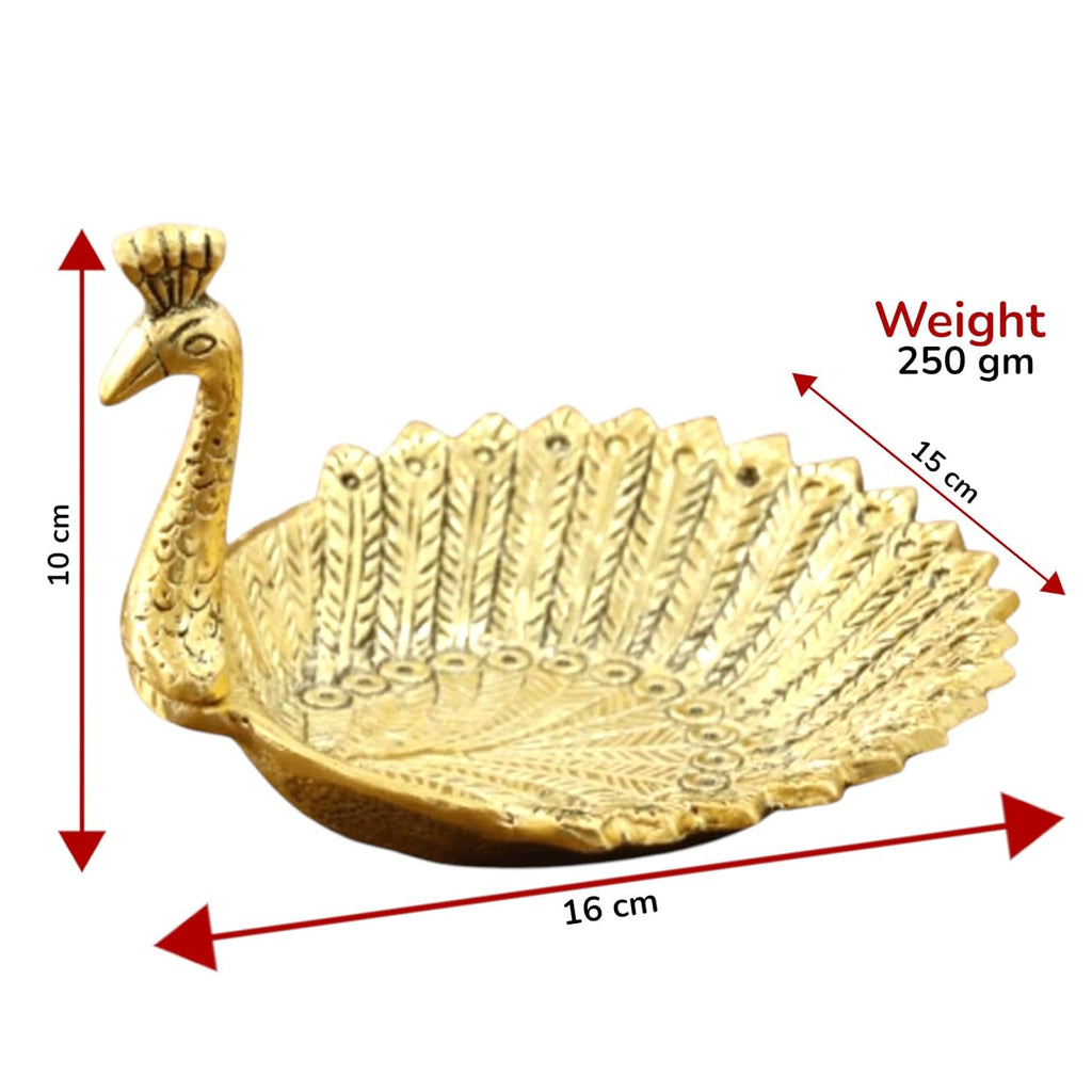 KridayKraft Hand Crafted Metal Duck Wing Shape Dryfruits Tray Perfect for Home Centre Table Serving Dry Fruits & Fruits (Golden, Pack of 1)
