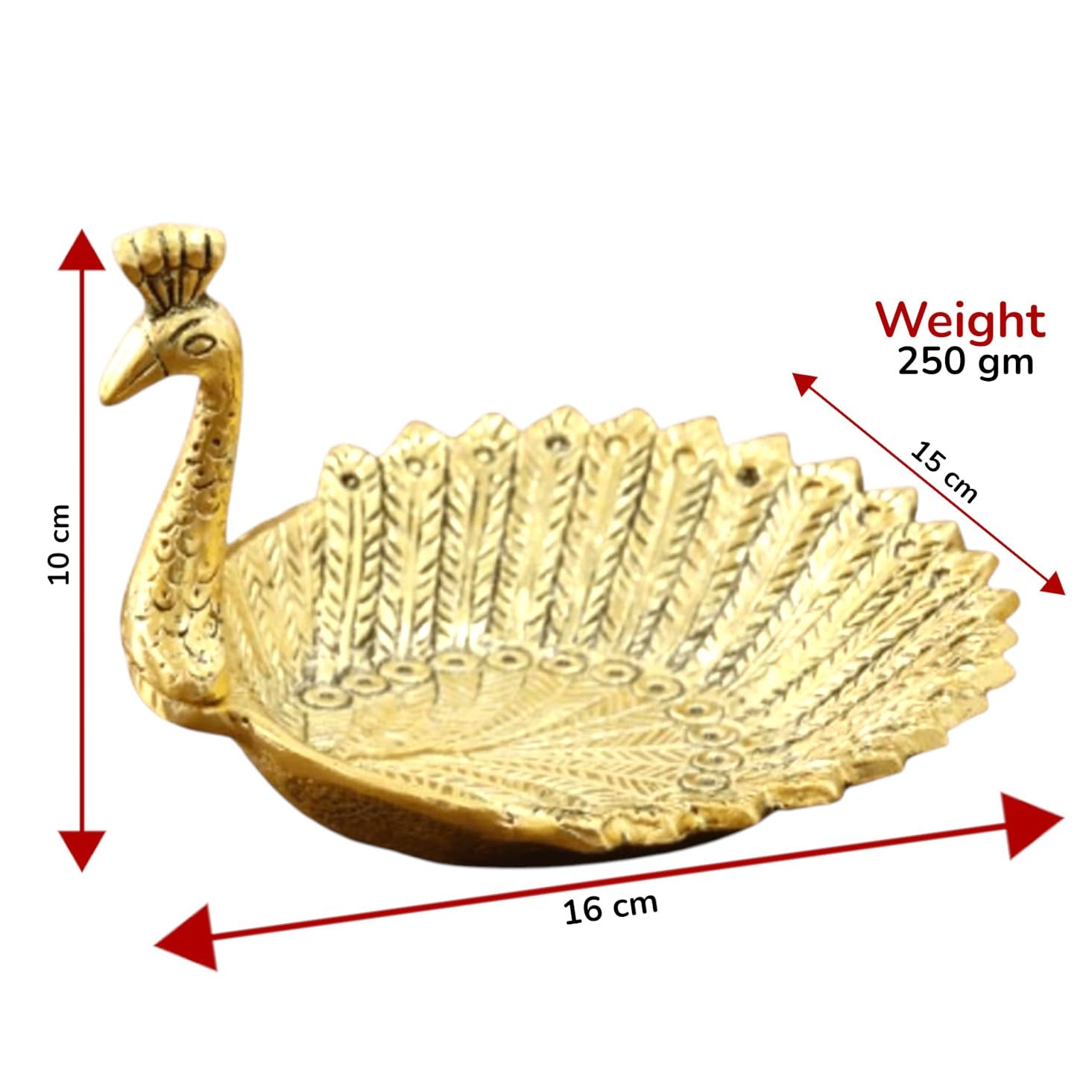 KridayKraft Hand Crafted Metal Duck Wing Shape Dryfruits Tray Perfect for Home Centre Table Serving Dry Fruits & Fruits (Golden, Pack of 1)