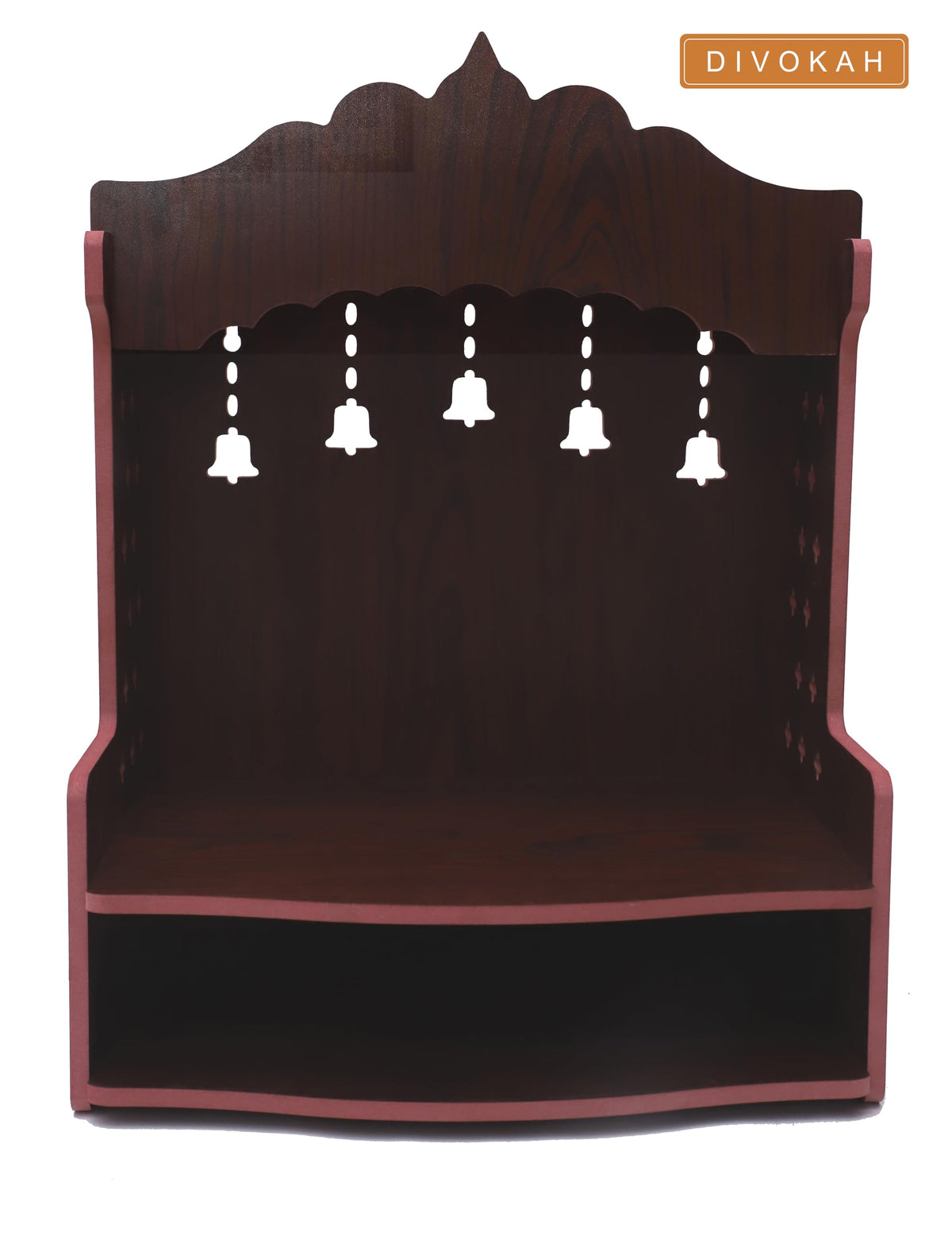 DIVOKAH® Beautiful MDF Wooden Temple/Home Temple/Pooja Mandir (8 MM Plywood Thickness) (BR Bell)