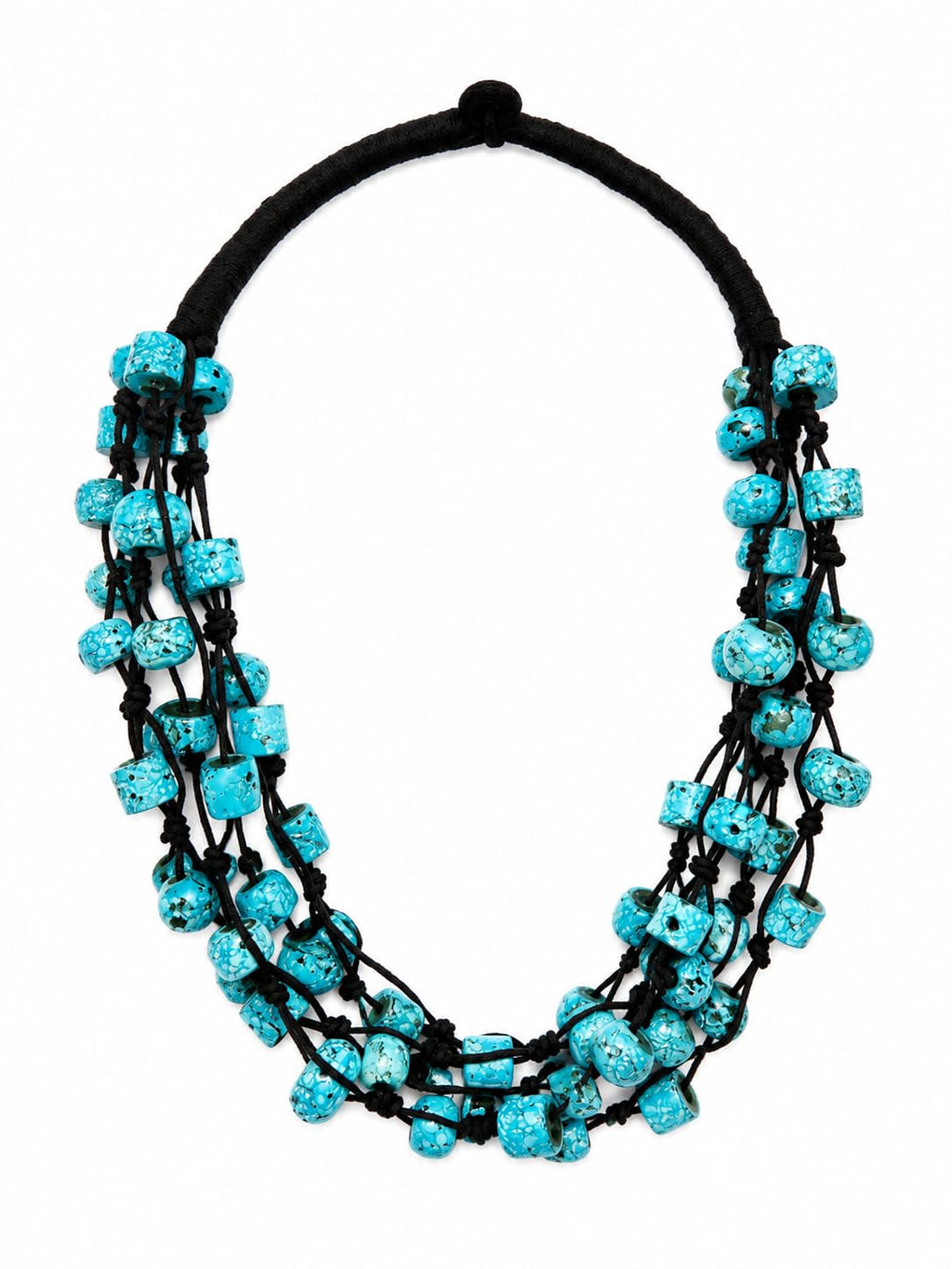 PRIMENEST Turquoise Blue Stone Statement Necklace for Women & Girls | Handmade Boho Multi-Strand Beaded Necklace | Ethnic Tribal Fashion Jewellery for Party, Casual, Festive & Gift | PN-63
