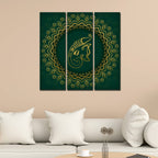 VIBECRAFTS Beautiful Ganesha Head 3 Pieces Canvas Wall Painting Fitted With Wooden Frame For Home | Office | Living Room | Gifts (PTVC3Pcs1_9557)