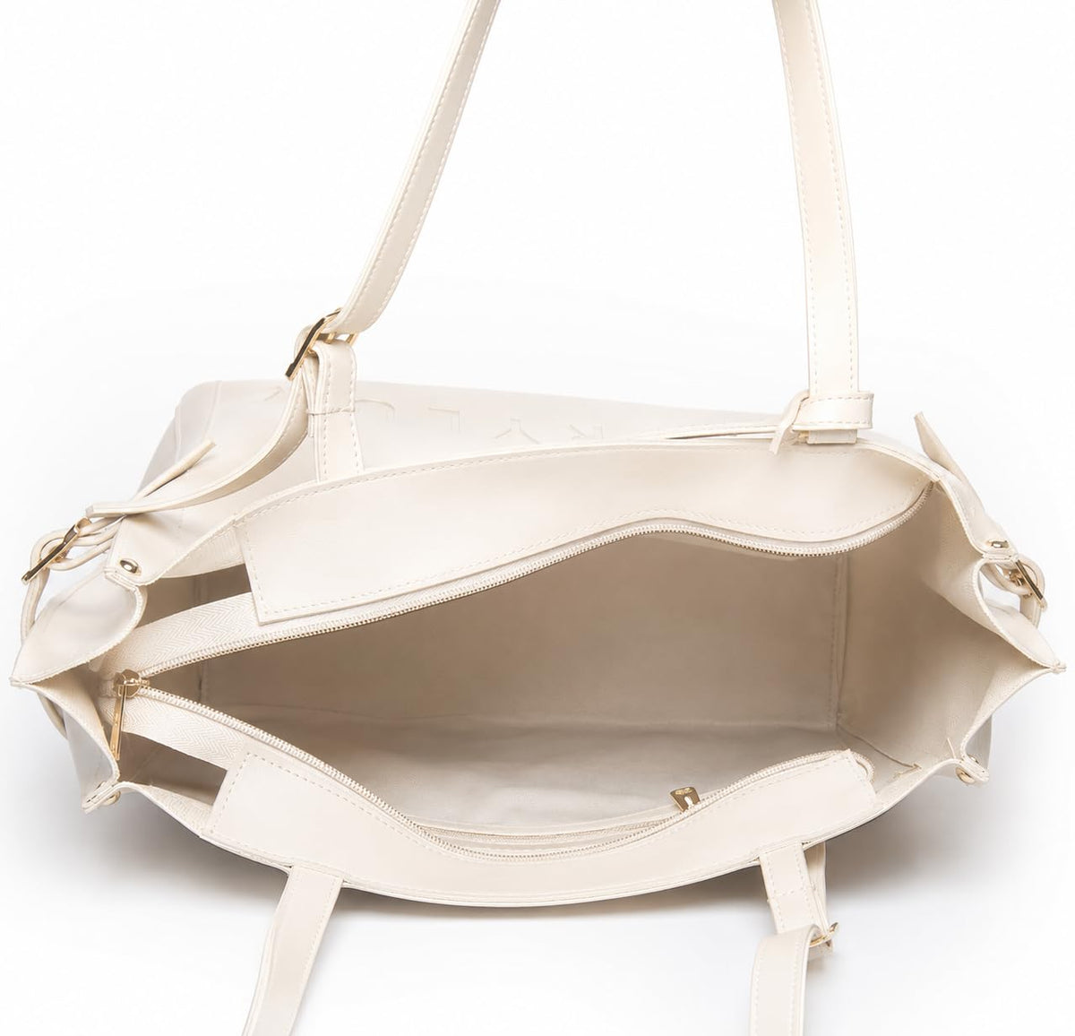 Carrylux Soft PU Textured Tote Bag for Women (Ivory)
