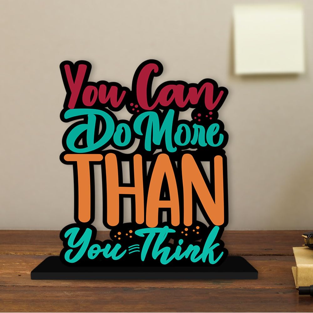 Artvibes Wooden Idols and Figurine You Can Do More Than You Think Quotes Table Decor for Office Desk Showpiece | Home Decoration Item | Living Room | Modern Gifting Items (SP_1118N)