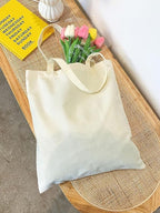Peach Blossom Printed Cotton Zipper Tote Bags | CBAG - WHT-MOOD