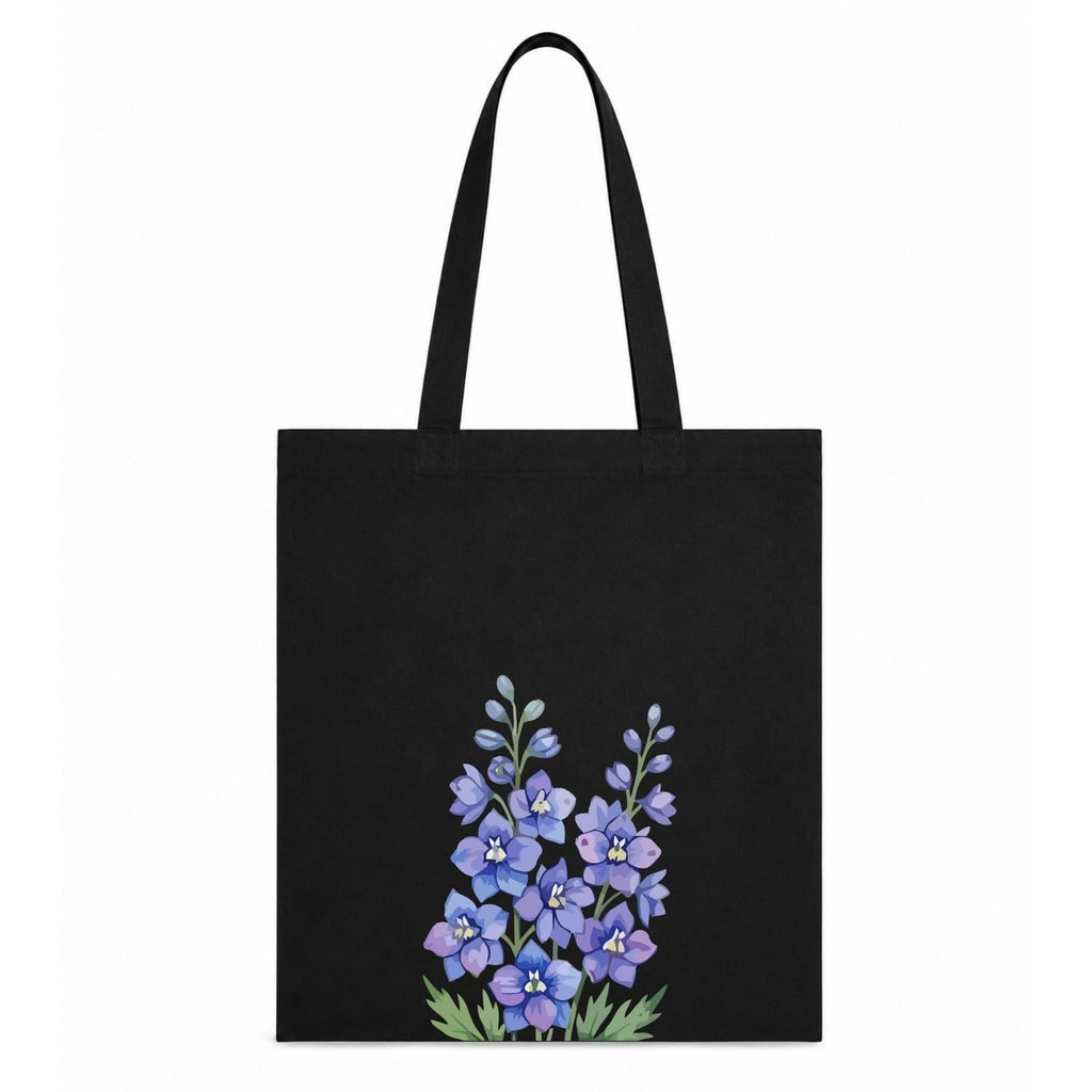 Adorvue New Launch Black Canvas Tote Bag for Women with Purple Wildflower Print | Premium Cotton Reusable Shopping Shoulder Bag | Floral Eco-Friendly Tote for College, Office, Travel & Daily Use