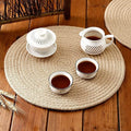 Wisdom Decor Jute Coaster Combo Braided Place mats, 35 cm Round, Best for Bed-Side Table/Center Table, Dining Table/Shelves (Pack of 2) Gold Kafalo
