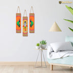 Artvibes Shri Krishna and Peacock Wall Hanging Home Decorative Wall Art for Living room | Spiritual Decor Items | Wall Illustrations | Artwork | Painting | Gift Items (WH_8106N), Set of 3