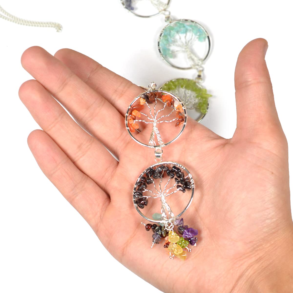 Crystu 7 Chakra Hanging | 7 Chakra Wall Hanging, 7 Chakra Tree of Life | Crystal Hanging Items