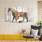 VIBECRAFTS Premium Wall Painting of Patterned Horse of Five Pieces For Home|Office|Living Room|Gift (PTVC5Pcs2_6632)