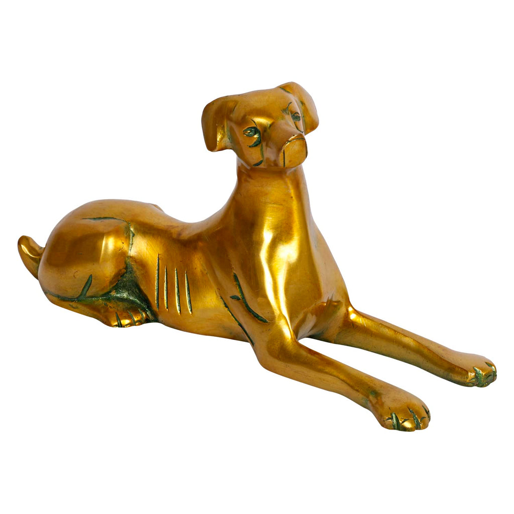 ARTVARKO Brass Sitting Dog Statue Animal Vastu and Feng Shui Alert Watching Dog for Wealth and Good Luck 9 Inch Gold