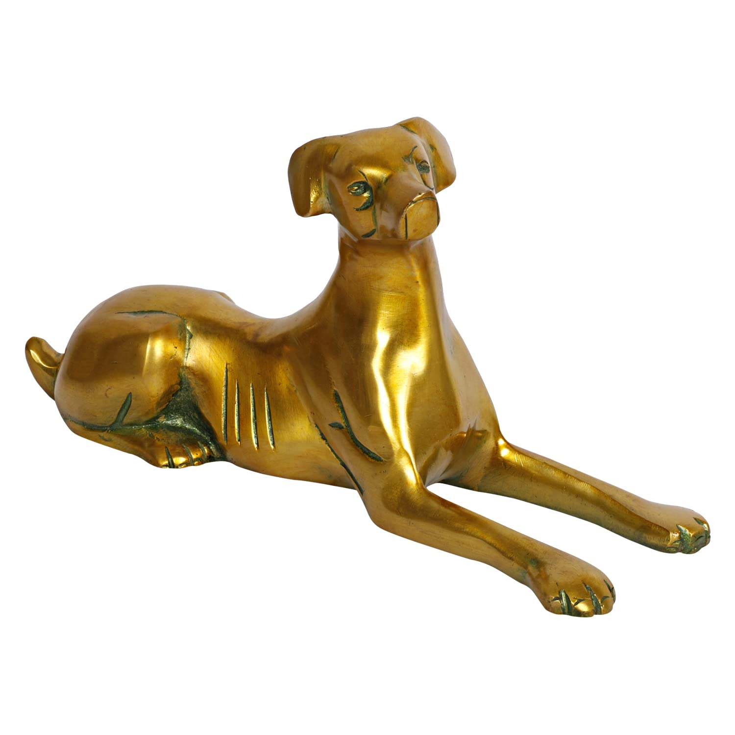 ARTVARKO Brass Sitting Dog Statue Animal Vastu and Feng Shui Alert Watching Dog for Wealth and Good Luck 9 Inch Gold