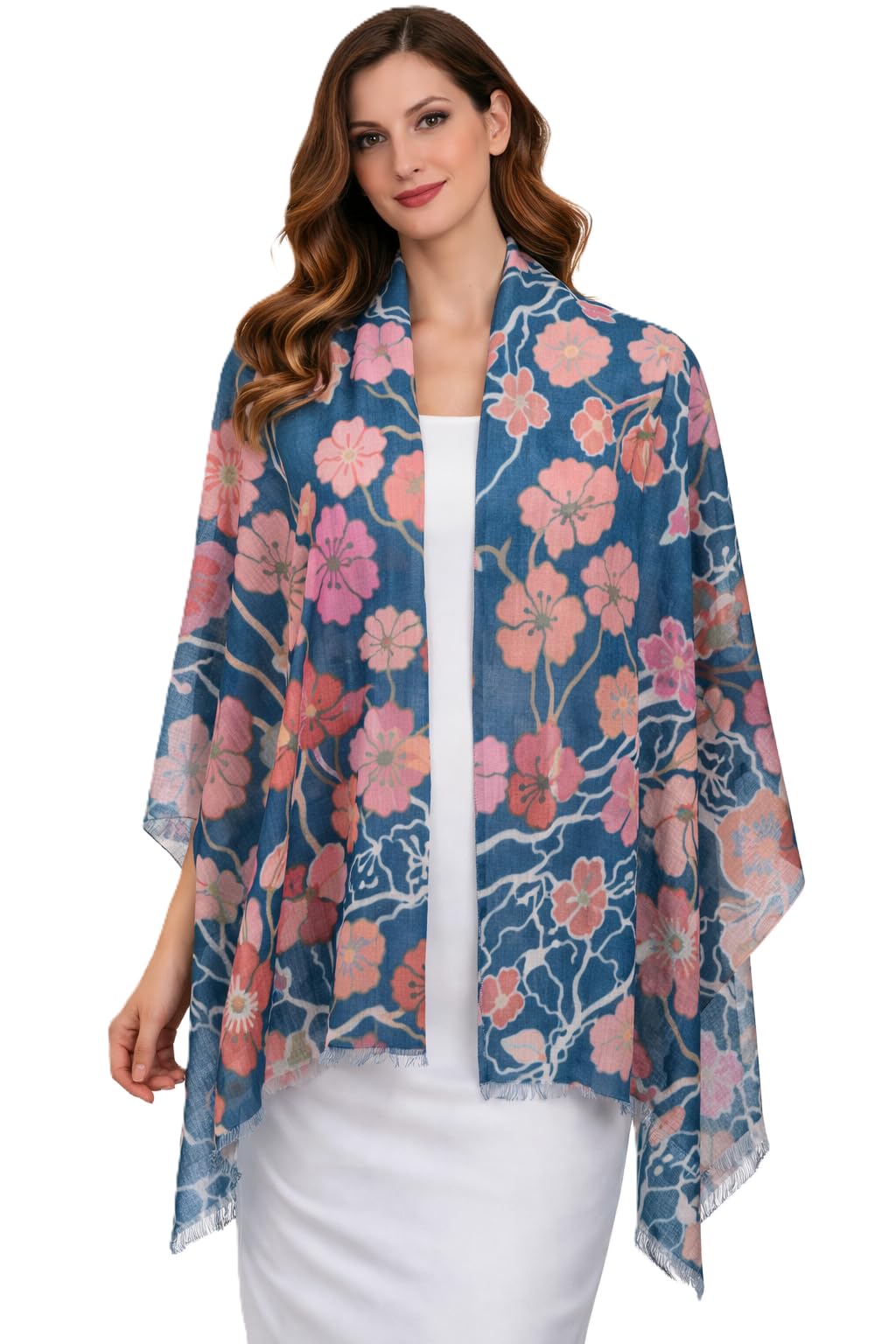 VIC Cotton Modal Digital Print Scarf for Women | Digital Print Designer Stole | Soft Lightweight Luxury Wrap | Premium Cotton Modal Blend | 55 x 170 cm | VIC-SM-DP5517 (Floral Elegance)