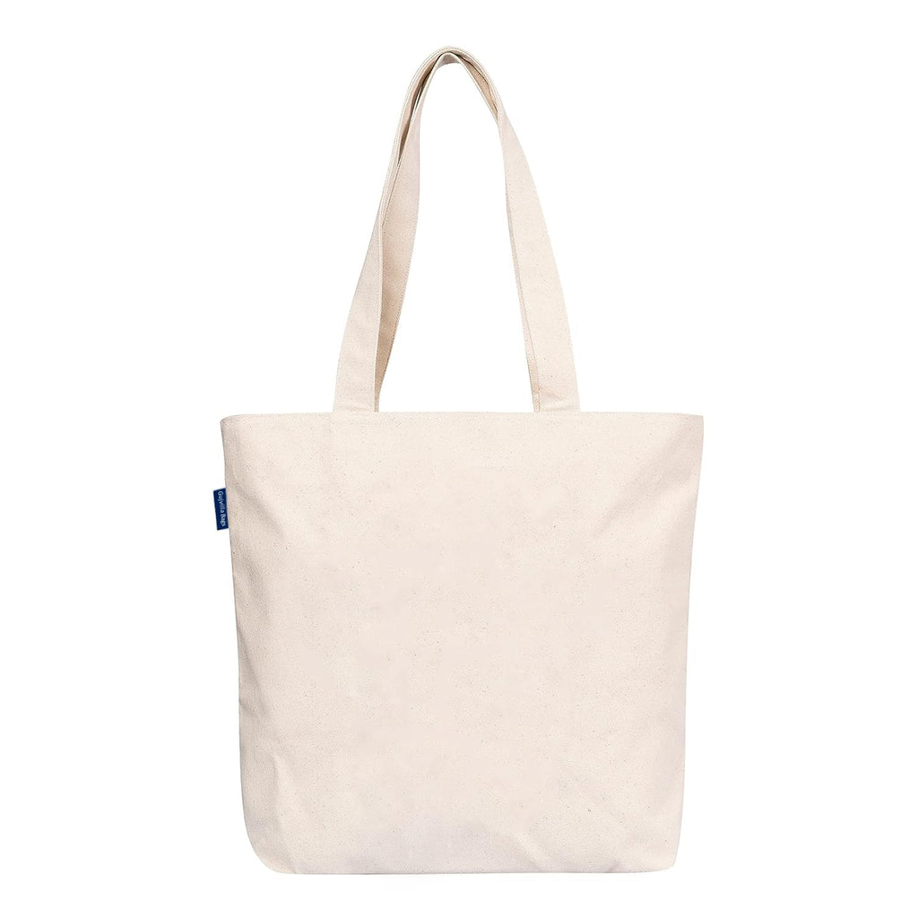Econest Canvas Tote Bags for Women with Zip, College Bag for Girls, 100% Organic Cotton Tote Bag for Traveling & Daily Use (1 pack)