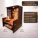 Zesta Wooden Mandir for Home Big Size | DIY Pooja Mandir with LED Spot Light | Devghar Cabinet for Living Room or Office | Wall Mounted Pooja Unit for Home