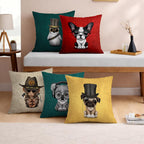 STITCHNEST Set of 5 Funky Friends Collection Printed Jute Cushion Covers 12x12 Inches | Decorative Throw Pillow Covers for Sofa, Living Room, Bedroom | Perfect for Home Decor