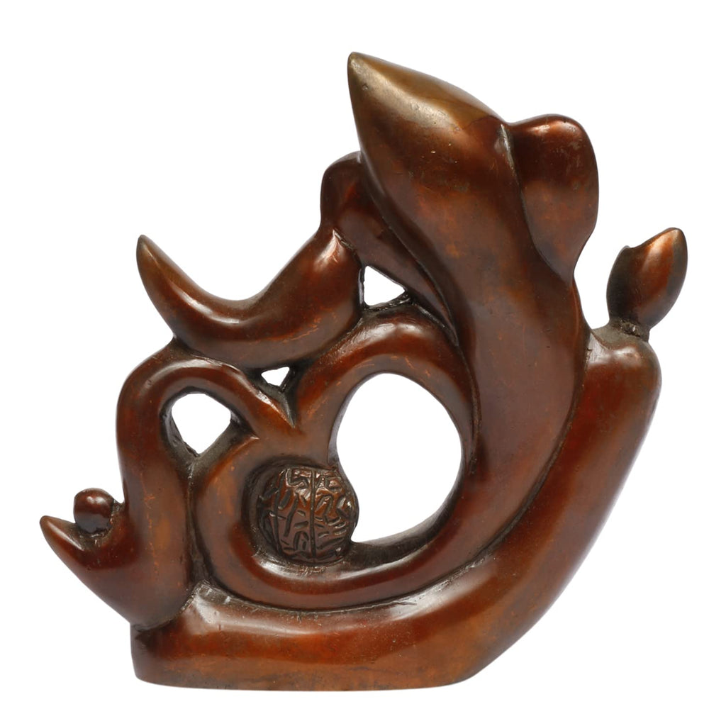 ARTVARKO Modern Art Designer Om Ganesha Ganesh Brass Idol Murti Religious Statue for Good Luck & Success Gift 8 Inch.