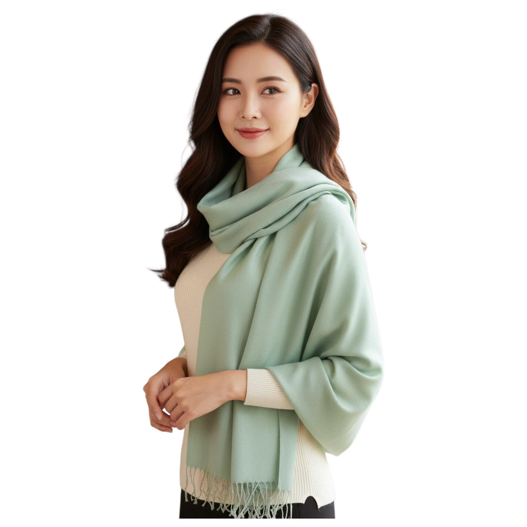 Graziemille Pure Pashmina For Women MINT GREEN LARGE