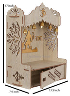 HOMEWEY DECOR Handcrafted Wooden Home Temple for Wall Mount | Premium Pooja Mandir with Strong Support for Heavy Idols | Luxurious Finish Wooden Mandir for Home, Office & Prayer Room (Style 3)