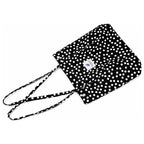 Lyrovo Women Corduroy Shoulder Tote Bag for Work Beach Travel and Shopping Grocery (White Polka)