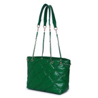 Haute Sauce Green Quilted tote bag with Zip Closure for Women & Girls | Bags for women | Trendy, Cute, Fancy, Stylish, Purse, handbag, side bag for ladies | shoulder bag for women | Shopper bag