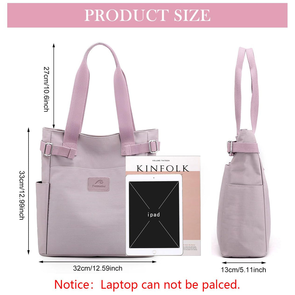 PALAY Tote Bag for College Girls Women Purple Nylon Multi-Pockets Handbag