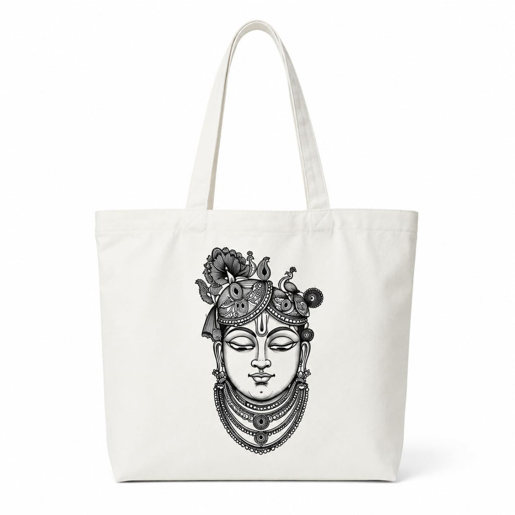 Adorvue Shrinath Ji DIY Art Tote Bag for Kids & Adults – Reusable Canvas Cotton Tote Bag for DIY Painting & Creative Activities, Stylish Eco-Friendly Bag for Shopping, Travel & College Pack of 2