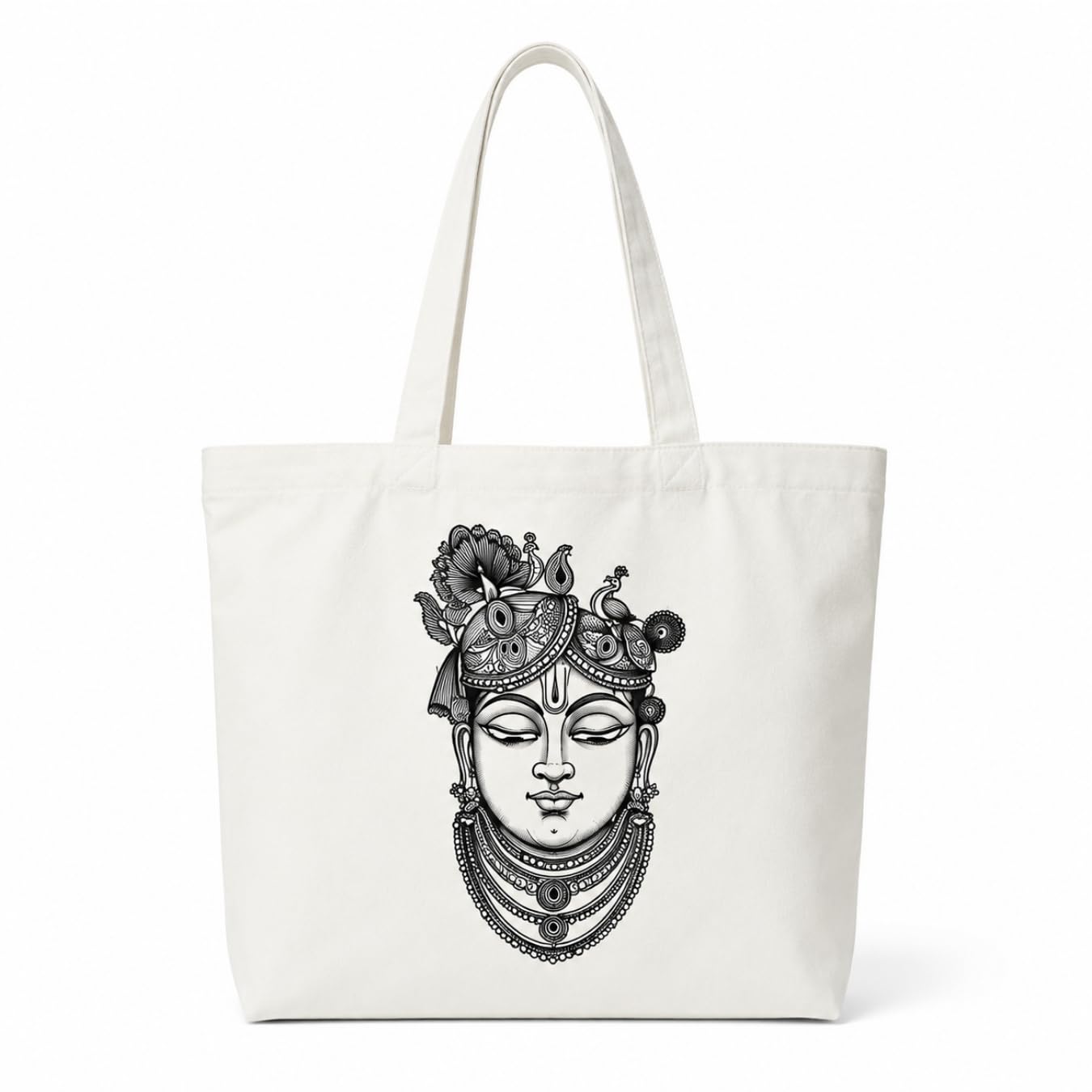 Adorvue Shrinath Ji DIY Art Tote Bag for Kids & Adults – Reusable Canvas Cotton Tote Bag for DIY Painting & Creative Activities, Stylish Eco-Friendly Bag for Shopping, Travel & College Pack of 2