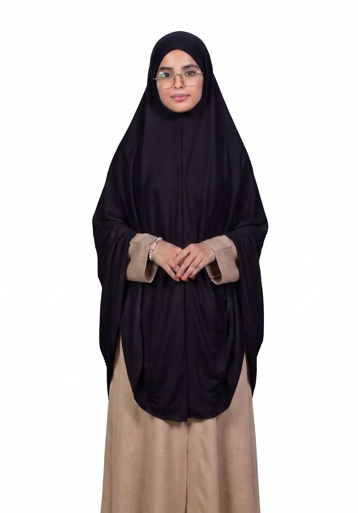 AL RIDHA Women's Premium Sarina Crystal Namaz Hijab | Readymade Namazi Scarf & Rumali for Daily Prayer | Soft & Lightweight Islamic Prayer Wear (Black)
