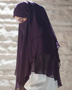 TRIPLE LAYER KHIMAR HIJAB/MULTI LAYER HIJAB/FULL SIZE KHIMAR LAYER (DARK PURPLE)