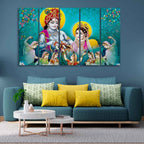 VIBECRAFTS Beautiful Shree Radha Krishna 5 Pieces Canvas Wall Painting For Home | Office | Living Room | Gift (PTVC5Pcs4_8534)