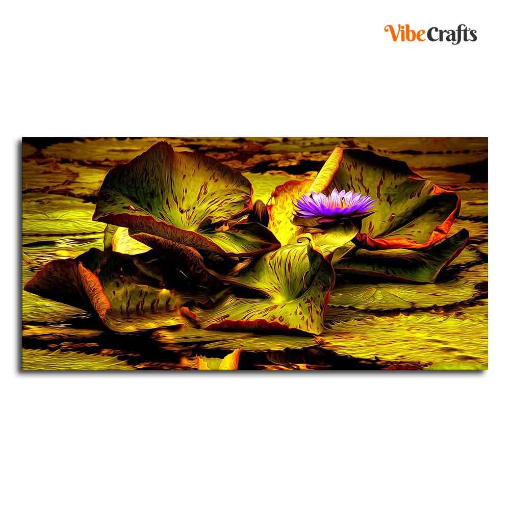 VIBECRAFTS Canvas Paintings for Living Room Drawing Room Beautiful Lotus Flower Premium Canvas Wall Painting Fitted With Wooden Frame for Home | Office | Gift (PTVCH_2338)