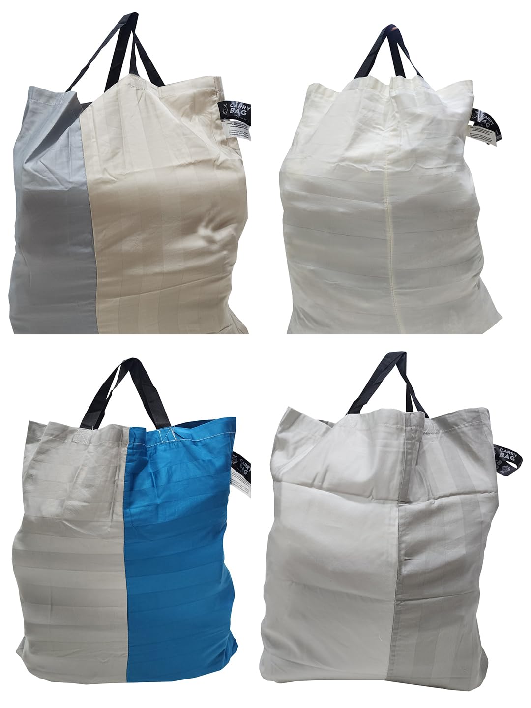 BIANCA Assorted Upcyled Cotton Designer Reusable Large Heavy Duty Shopping Tote Hand Bag -1pc Large Size (eco) Solid-Assorted