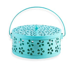 DSH Metal Mosquito Coil Holder with Lid & Handle Ash Catcher Stand for Mosquito Coil Indoor Outdoor Safe Use (Sky)
