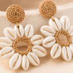 TR haute Boho Stud Cowrie Shell Floral Drop Earrings for Women and girl | Handmade Designer Party and office Wear Jewelry, office, daily style.
