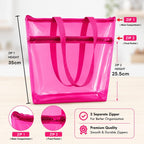 Clear PVC Tote Bag for Women|Transparent Waterproof Beach Bag with Zipper Closure|Large Reusable Shopping Tote Handbag |Stadium Approved Shoulder Bag|Lightweight Multipurpose (1pcs)