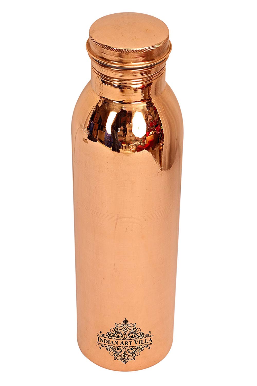 INDIAN ART VILLA Copper Water Bottle for Travel Essential, Joint-free Leak Proof Bottle, Copper Drinkware - 900 ml