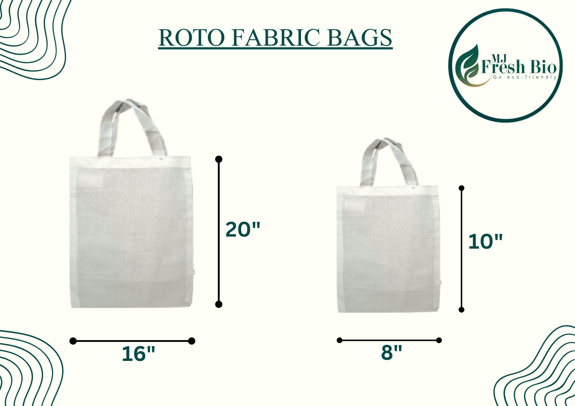 Fresh Bio Cotton Tote Bag - Reusable Shopping Cloth Bag | Perfect for Grocery, and Gym | Lightweight and Stylish (70 gsm) (Pack of 5, 14X 18)