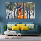 VIBECRAFTS Radhe Krishna Canvas Wall Painting Set of Five Pieces For Home|Office|Living Room|Gift (PTVC5Pcs4_8744)