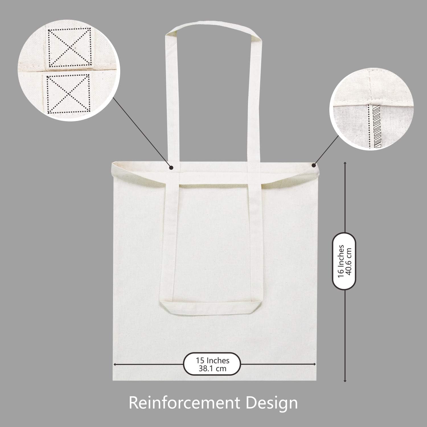 MyOrganicBag Economical Sustainable Cotton Tote Bag, Lightweight Medium Reusable Grocery Shopping Cloth Bags, Suitable for DIY, Advertising, Promotion, Gift, Activity (Pack of 24)