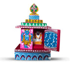 Neal Exclusive Wooden Jagannath Temple a Product of Odisha Handicraft for Puja Home Décor and Gift Wide 2.5 x Height 4 inch Multicolour