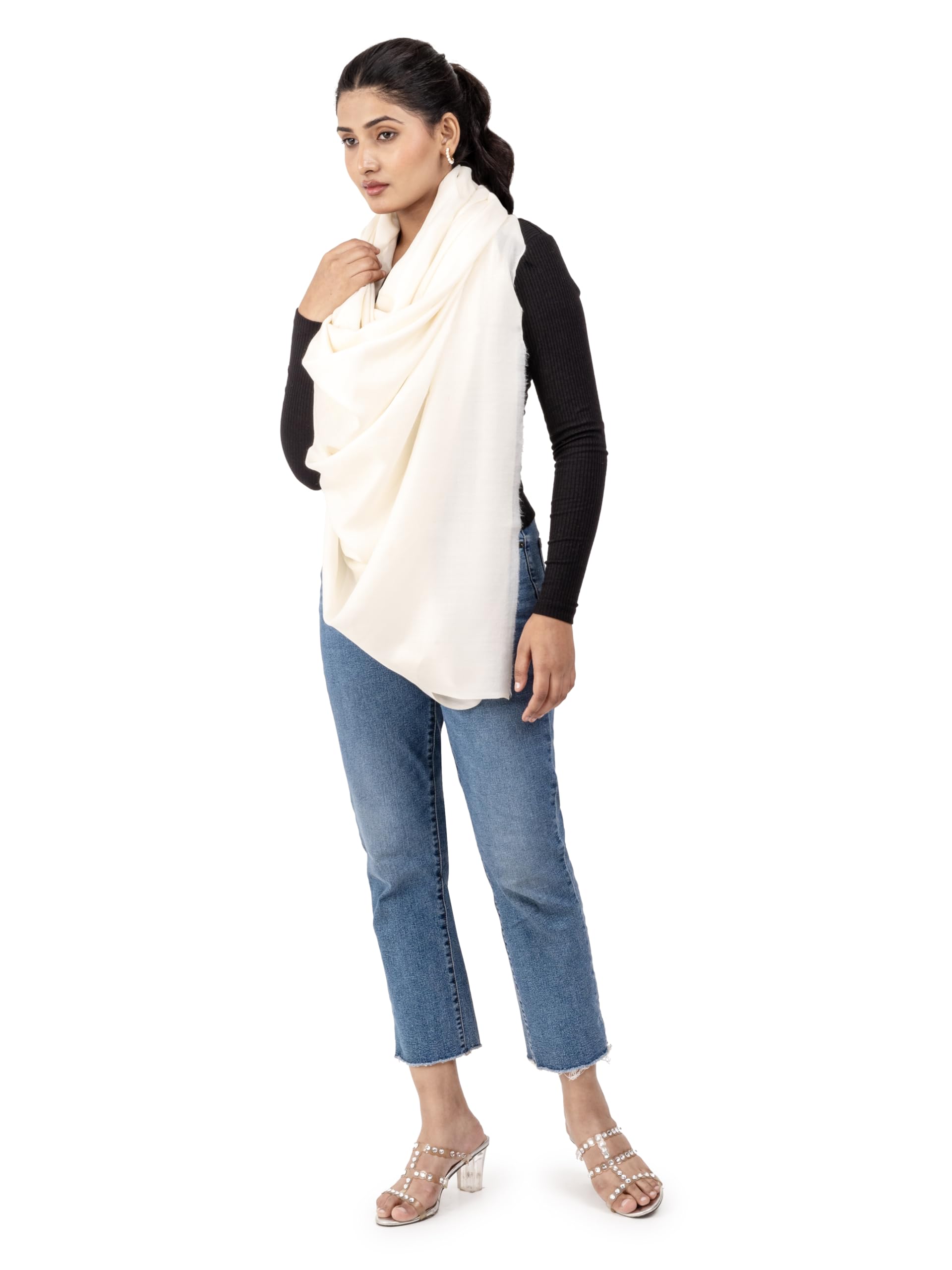 Naureen Women Luxurious Classic Plain Shawl, Warm and Soft, 40x80 inch, Unisex Colors