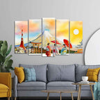 VIBECRAFTS Famous Places of Japan Canvas Wall Painting Set of Five For Home|Office|Living Room|Gift (PTVC5Pcs2_6547)