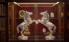 KridayKraft Jumping Horse Set Metal Statue for Wealth,Income,Shining and Bright Future&Table Top Figurine.,Decorative,Feng Shui&Vanstu,Animal Showpiece Figurines (Silver)