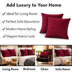 RD TREND® Cushion Cover Set of 2, Decorative Sofa Living Room Home Square Cushion Covers 24 Inch x 24 Inch, Aesthetic Corduroy Striped Double Sided (Marron)