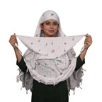 HYLOL Cotton Female Pure White Innovative Stylish Candy Printed Pattern Fancy Scarf With Sun Protection Cover Face Mask For Women's And Girls