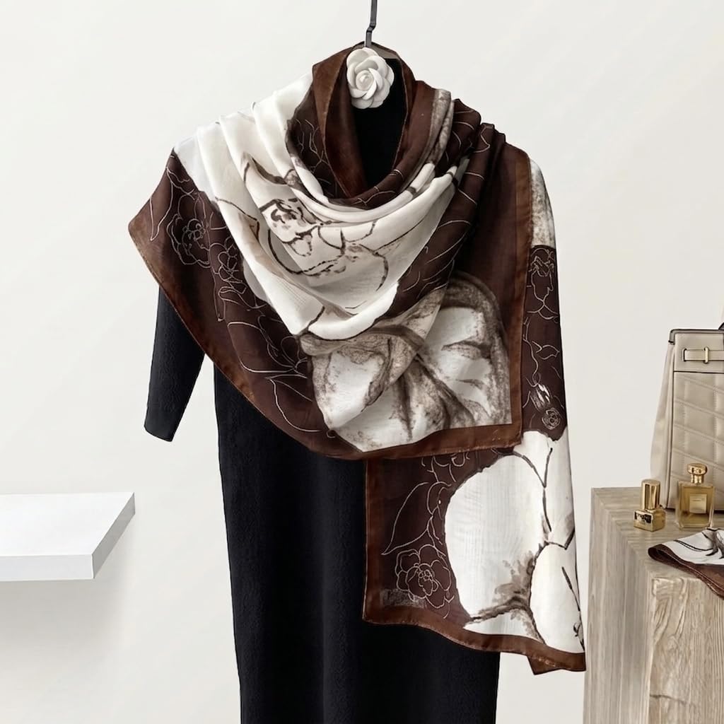 SCARFITT Viscose Printed Stole Dupatta Hijab (Brown)
