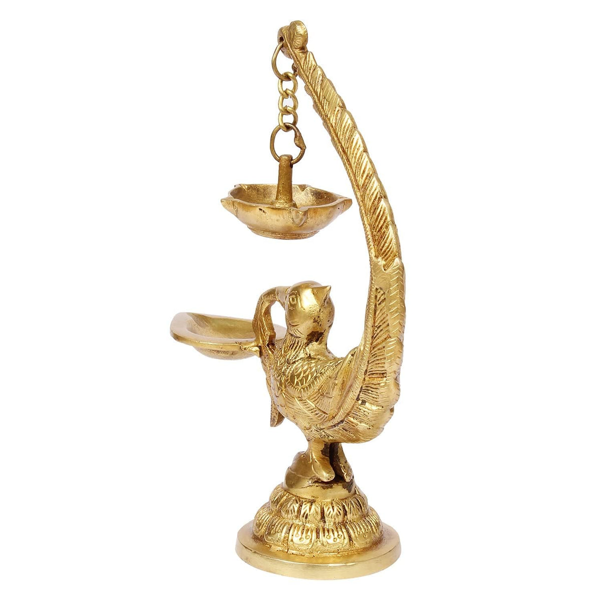SVARUP Brass Peacock Diya in Gold Color Color: A Classic and Elegant Diya with a Peacock Design