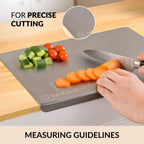 Nestasia Stainless Steel Counter Top Chopping Board (41.5cm x 29cm) | Anti-Slip Rustproof Cutting Board with Measurement Markings for Chopping Fruits & Vegetables