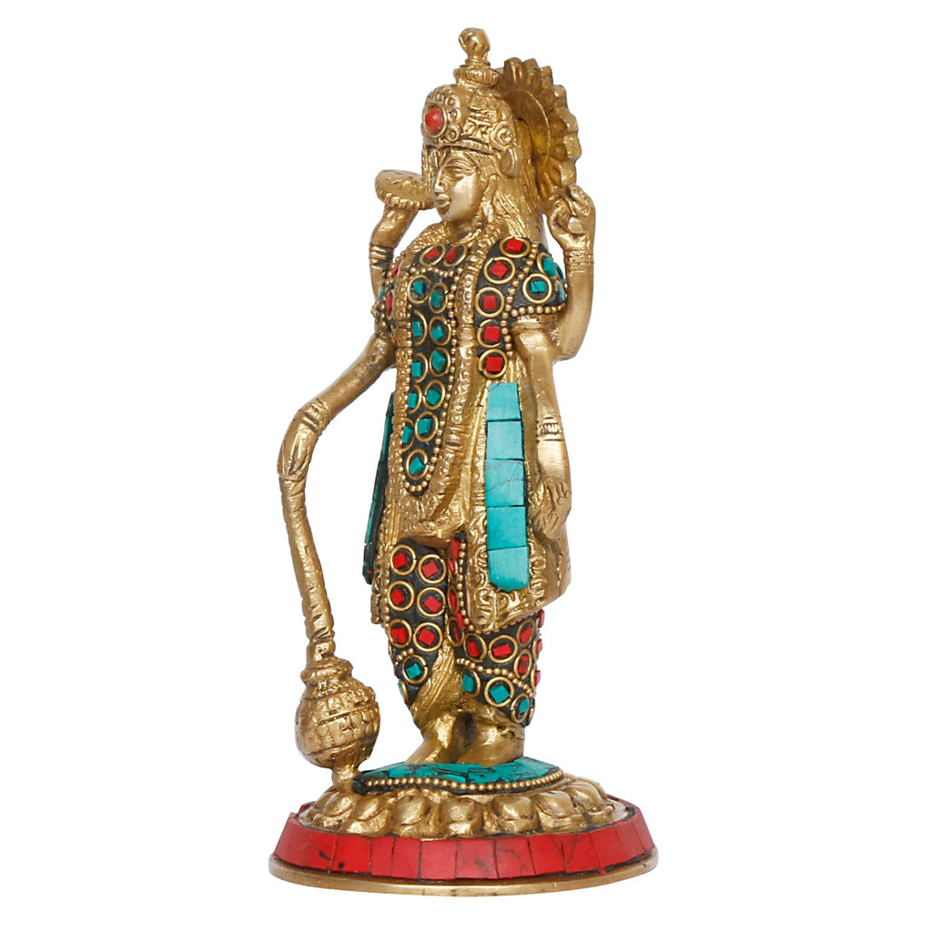 ARTVARKO Brass Narayana Murti for Home Puja Handmade Standing Vishnu Idol Showpiece Figurine Height 7.5 Inches